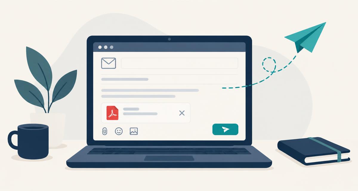 Laptop cu un email profesional în lucru și CV-ul atașat în format PDF